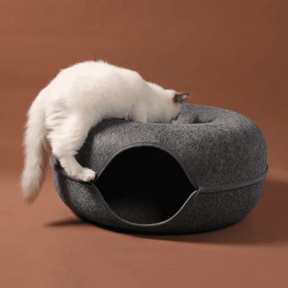 Cama para Gato en Forma de Donut con Túnel para Mascotas