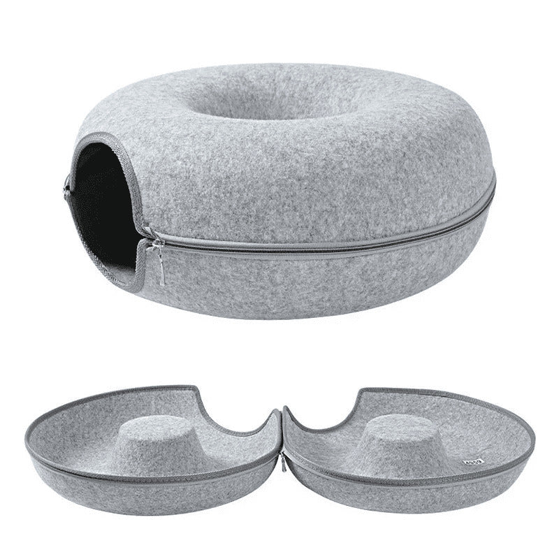 Cama para Gato en Forma de Donut con Túnel para Mascotas