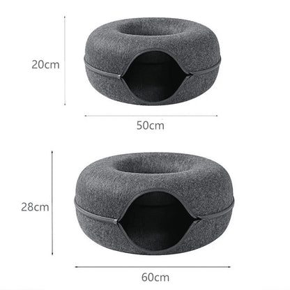 Cama para Gato en Forma de Donut con Túnel para Mascotas